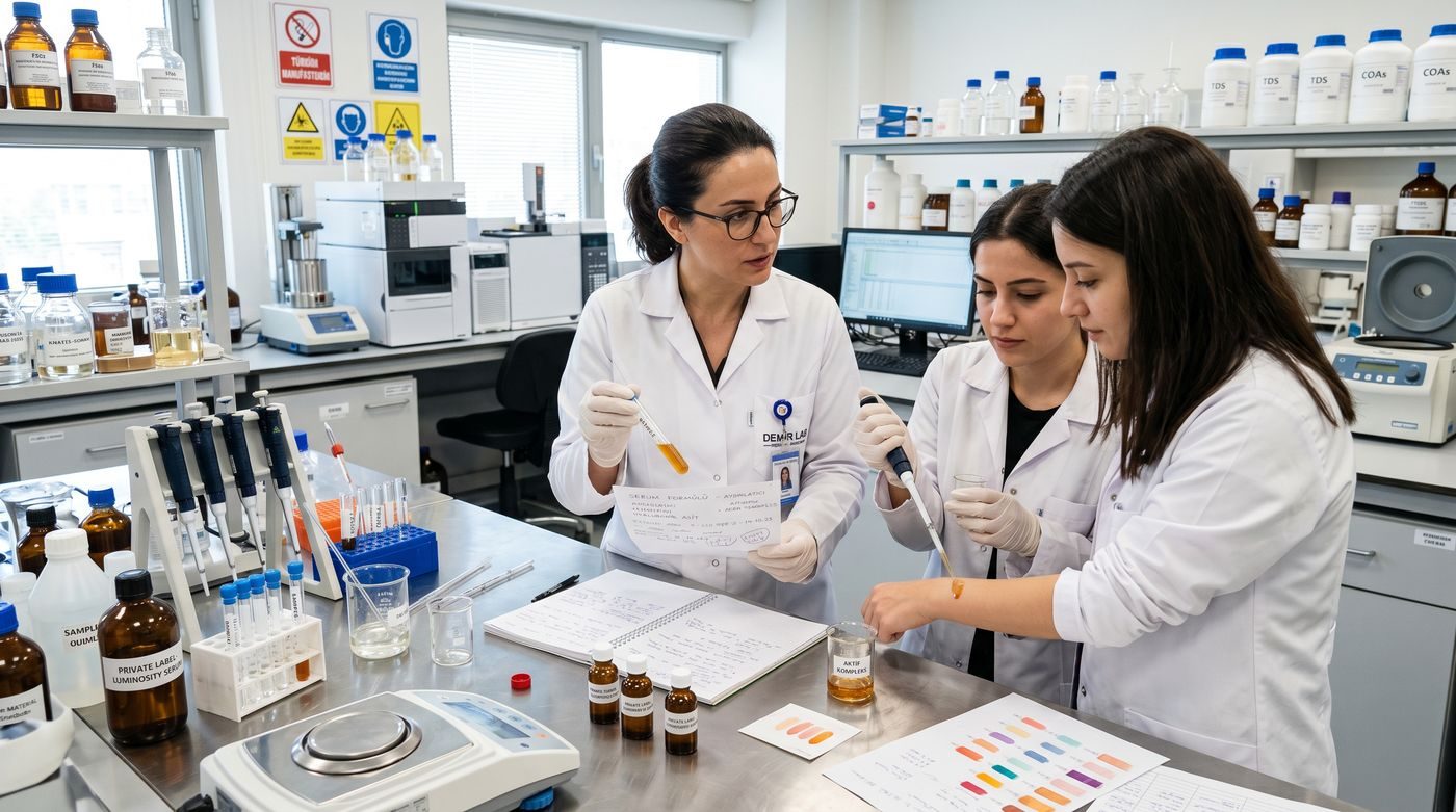 Quality control laboratory performing batch testing
